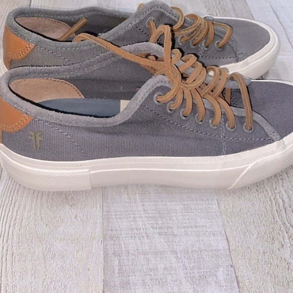 Frye Ludlow men’s canvas shoes in grey color size 7 1/2 - Picture 3 of 12